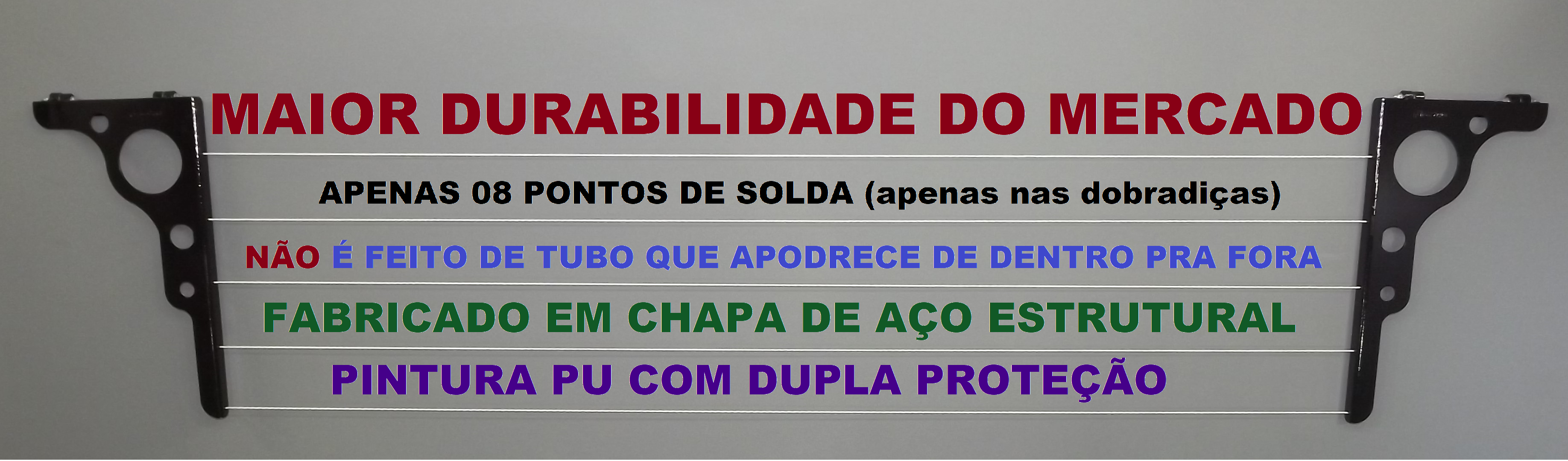 Varal Roupas Parede ou Muro Articulado 5 Cordas Bola. O Mais Forte e Bonito do Mercado. ALL STYLE - 3