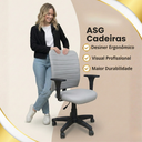 Ver imagem 3 de Cadeira Escritório Ergonômica Cinza-claro Giratória Office Executiva Giratória C/rodinha Confortável