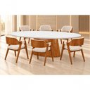 Ver imagem 1 de Conjunto de Jantar Malva 6 Lugares Tampo em MDF com Cadeiras Estofadas Linho Cru 220cm