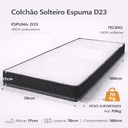 Ver imagem 2 de Colchão Solteiro Espuma D23 Bordado 188x78x17cm Antialérgico