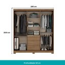 Ver imagem 3 de Guarda Roupa Casal 4 Ptas C/ Espelho Fit Carraro Freijó/offw