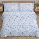 Ver imagem 5 de Kit Cobre Leito Evolution Queen Estampado Floral Dupla Face Colcha 3 Peças Botanique