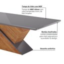 Ver imagem 5 de Mesa de Jantar 8 Lugares Retangular Tampo de Vidro e MDF Noble Cinza/Mel/Grafite