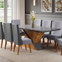 Ver imagem 2 de Mesa de Jantar 8 Lugares Retangular Tampo de Vidro e Mdf Noble