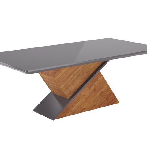 Mesa de Jantar 8 Lugares Retangular Tampo de Vidro e MDF Noble Cinza/Mel/Grafite