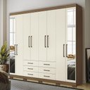 Ver imagem 2 de Guarda Roupa Casal Havana Master 8.6 8 Portas 6 Gavetas Jatobá/areia com Espelho e Pés - Santos