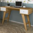 Ver imagem 1 de Mesa Escrivaninha Paris 2 Gavetas Carvalho/branco - Artely