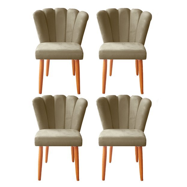 Kit 4 Cadeiras Sala de Jantar Estofada Pétala Suede Capuccino - Twdecora