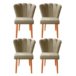Kit 4 Cadeiras Sala de Jantar Estofada Pétala Suede Capuccino - Twdecora - 1
