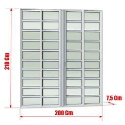 Porta de Correr com Travessas 4 Folhas Moveis 210 X 200 Elite com Fechadura Tetra Vidro Liso - 8