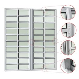 Porta de Correr com Travessas 4 Folhas Moveis 210 X 200 Elite com Fechadura Tetra Vidro Liso - 2