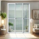 Ver imagem 1 de Porta de Correr 3 Folhas Moveis Sequenciais 210 x 120 Elite com Fecho Automático Vidro Liso Branco Brimak