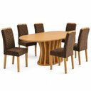 Ver imagem 2 de Conjunto Sala de Jantar 6 Lugares Mesa Orgânica MDF 180x90cm Marrom