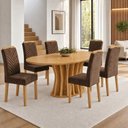Ver imagem 1 de Conjunto Sala de Jantar 6 Lugares Mesa Orgânica MDF 180x90cm Marrom