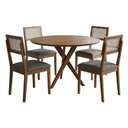 Ver imagem 1 de Mesa de Jantar Redonda Cacau com 4 Cadeiras Estofadas Encanto Linho Grafite Ornar