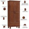 Guarda Roupa Solteiro 2 Portas 1 Gaveta Madeira Maciça Selena F06 Imbuia - Lyam Decor - 4