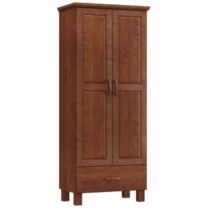 Guarda Roupa Solteiro 2 Portas 1 Gaveta Madeira Maciça Selena F06 Imbuia - Lyam Decor