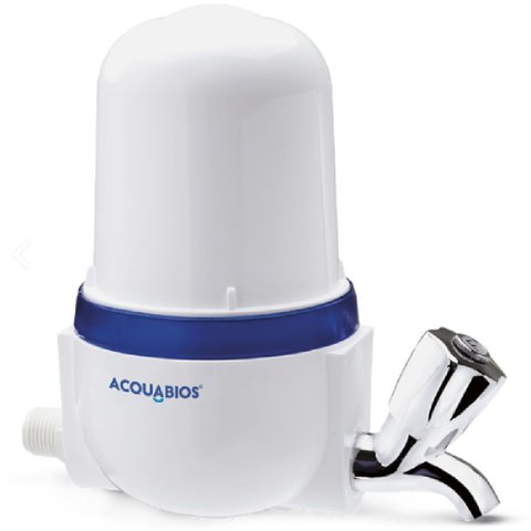 Filtro Pou 5 Carbon Block Branco com Torneira Cromada - 1000-0007- Acquabios Filtro Pou 5 Carbon Blo