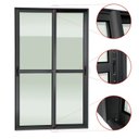 Ver imagem 2 de Porta de Correr 2 Folhas Moveis 210 x 120 Elite com Fecho Automático Vidro Liso Preto Brimak