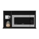 Ver imagem 2 de Suporte Microondas Aéreo 81cm com Nicho Adega Miami Preto - Lumil
