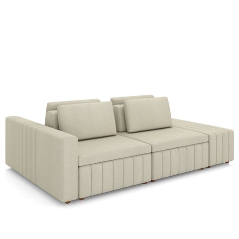 Sofá Ilha e Puff Sala Living 285cm Siesta M22 Linho Areia - Mpozenato