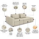 Ver imagem 3 de Sofá Ilha e Puff Sala Living 285cm Siesta M22 Linho Areia - Mpozenato