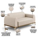 Ver imagem 4 de Sofá 3 Lugares para Sala de Estar Molino 180 Cm D02 Pés D'ouro Veludo Bege C-309 - Lyam Decor