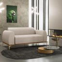 Ver imagem 2 de Sofá 3 Lugares para Sala de Estar Molino 180 Cm D02 Pés D'ouro Veludo Bege C-309 - Lyam Decor