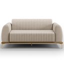 Ver imagem 3 de Sofá 3 Lugares para Sala de Estar Molino 180 Cm D02 Pés D'ouro Veludo Bege C-309 - Lyam Decor