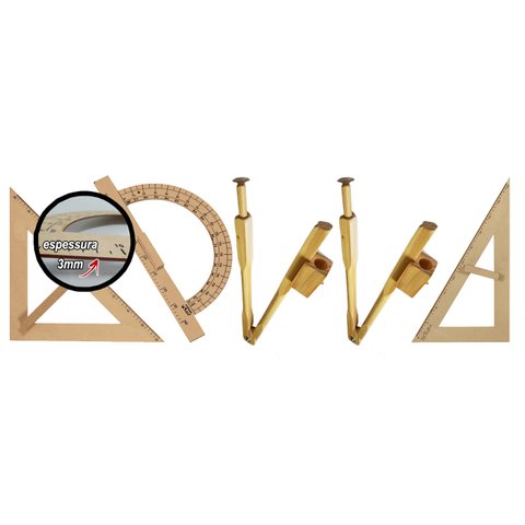 Kit Geométrico do Professor MDF/Pinus SEM Régua e Com 2 Compassos Para Quadro Branco 40 cm Souza 293