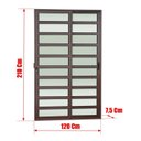 Ver mais imagens de Porta de Correr com Travessas 2 Folhas Moveis 210 x 120 Elite com Fechadura Tetra Vidro Liso Corten Brimak