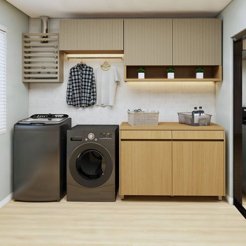 Lavanderia Modulada 3 Peças 5 Portas 2 Gaveta Simone Mendes