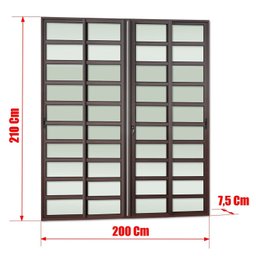Porta de Correr com Travessas 4 Folhas Moveis 210 X 200 Elite com Fechadura Tetra Vidro Liso - 8