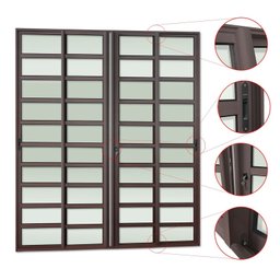 Porta de Correr com Travessas 4 Folhas Moveis 210 X 200 Elite com Fechadura Tetra Vidro Liso - 2