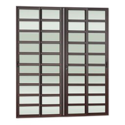 Porta de Correr com Travessas 4 Folhas Moveis 210 X 200 Elite com Fechadura Tetra Vidro Liso - 3