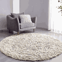 Ver imagem 1 de Tapete Sala Felpudo Peludo Pérola Nude Redondo 60 cm