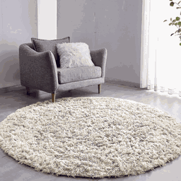 Tapete Sala Felpudo Peludo Pérola Nude Redondo 60 cm - 1