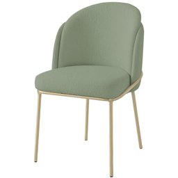 Cadeira Aurora Bouclé Verde Oliva Metal Champanhe - 1