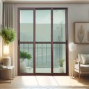 Ver imagem 1 de Porta de Correr 3 Folhas Moveis Sequenciais 210 x 120 Elite com Fecho Automático Vidro Liso Cinza/Corten Brimak