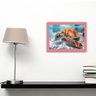 Quadro Decorativo Tartaruga Marinha + Vidro 33x25 Escritório:rosa - 1