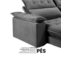 Sofá Retrátil e Reclinável Molas Ensacadas 2,30m Orquídea Vivaro Decor Suede Cinza - 6