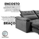 Ver imagem 5 de Sofá Retrátil e Reclinável Molas Ensacadas 2,30m Orquídea Vivaro Decor Suede Cinza