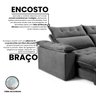 Sofá Retrátil e Reclinável Molas Ensacadas 2,30m Orquídea Vivaro Decor Suede Cinza - 5