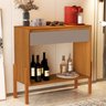 Aparador Luxo 1 Gaveta Buffet 100% Mdf Base de Madeira 90 Cm:nature/gris - 3