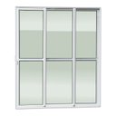 Ver imagem 3 de Porta de Correr 3 Folhas Moveis Sequenciais 210 x 120 Elite com Fechadura Tetra Vidro Liso Branco Brimak