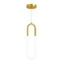 Ver imagem 1 de Luminária Pendente Oval Led 3 Cores Multicor Moderno Dourado 18w Lavabo Sala Quarto