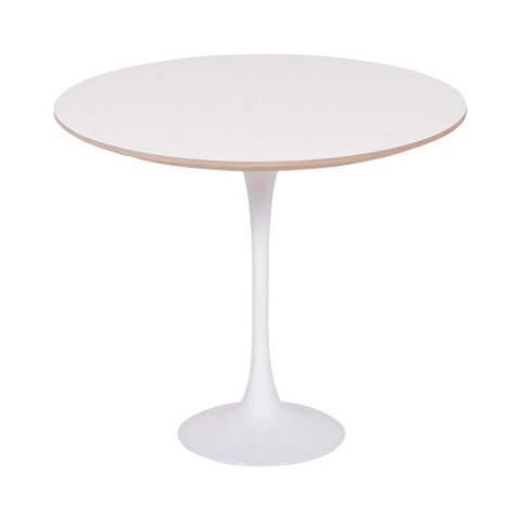 Mesa Saarinen Lateral Oval Fórmica Branca 57x38cm - Base Branca