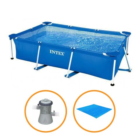 Piscina Estrutural Retangular 2.282 Litros Com Filtro e Forro Intex - 110v