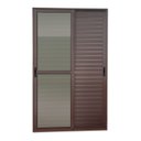 Ver imagem 3 de Porta de Correr Venez. 3 Folhas Moveis 210 x 120 Elite com Fecho Automático Vidro Liso Cinza/Corten Brimak