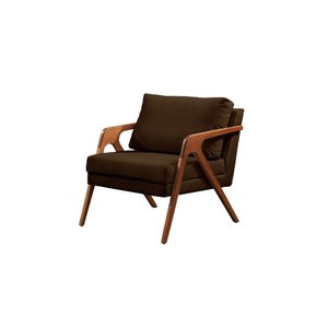 Poltrona França Veludo Marrom Decorativa Sala Estar Confortável